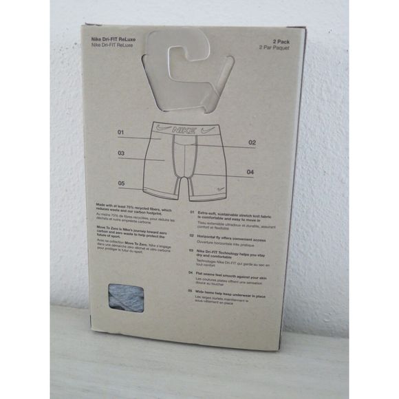 Nike KE1076 033 Men's Sz M (32-34) 2-Pack Gray Dri-FIT ReLuxe Boxer Briefs - Picture 2 of 4